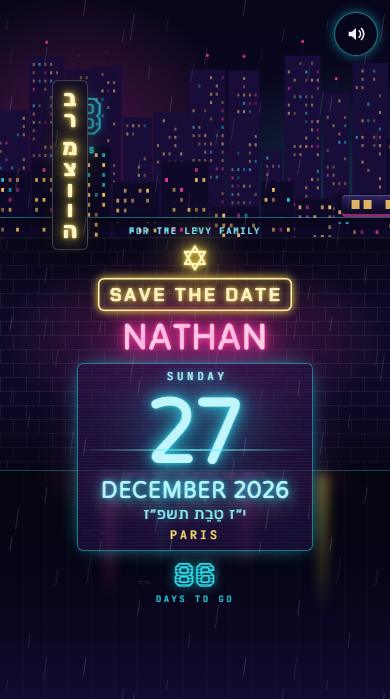 The Cyberpunk neon save the date