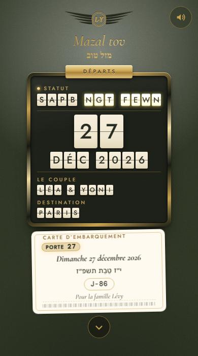 Le save-the-date du modèle Destination Mazal tov