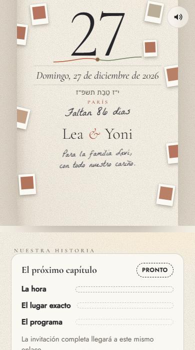 El save the date del diseño Nuestra historia